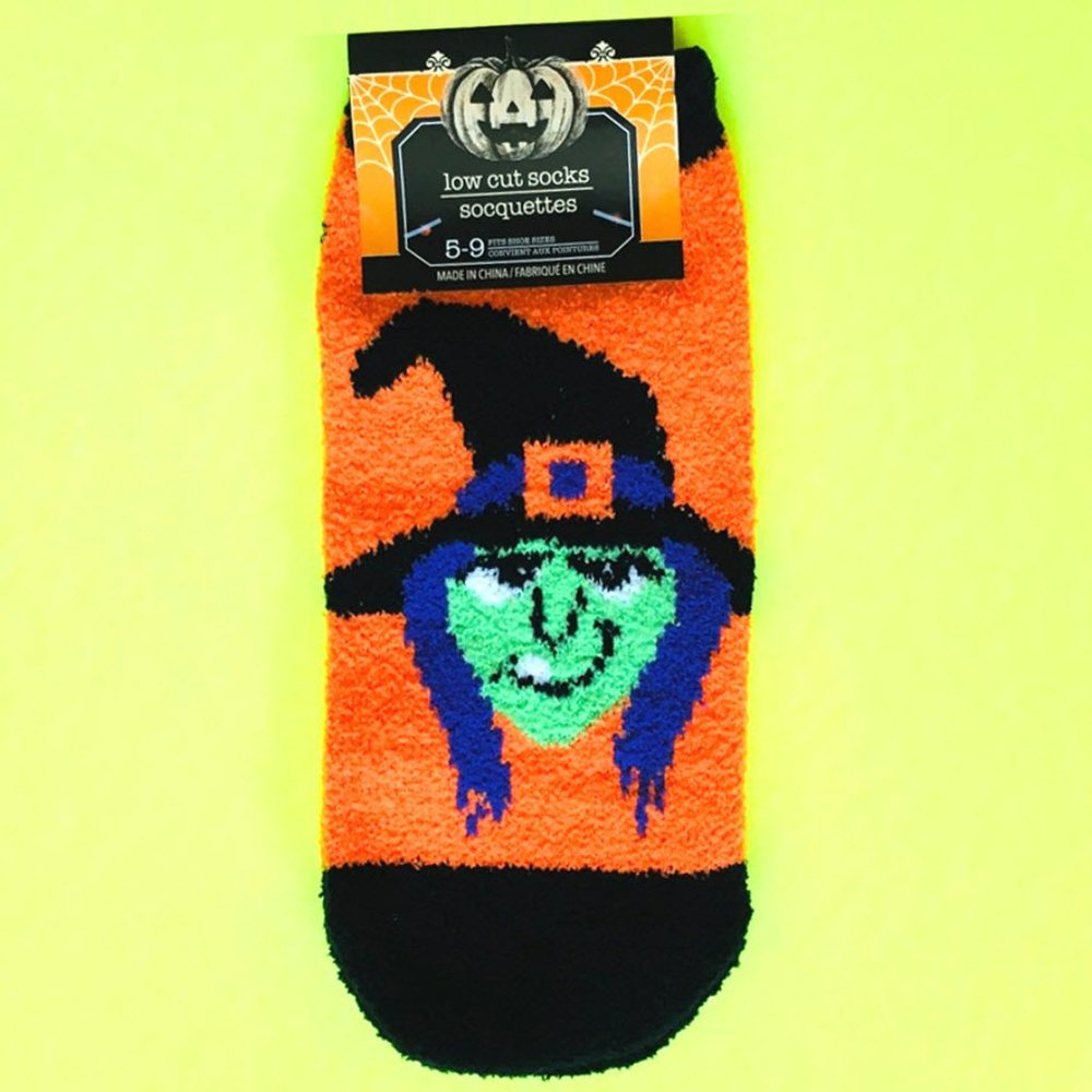 Fuzzy Witch Halloween Slipper Socks - Picture 1 of 2